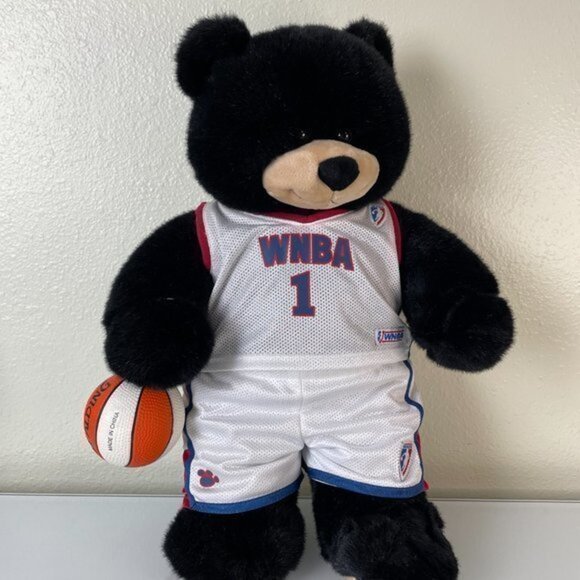 Build-A-Bear WNBA Black Bear Plush, Older Label, Basketball Accessory, 17” - Picture 11 of 11